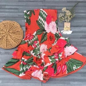 Floral Orange Kids Dress
